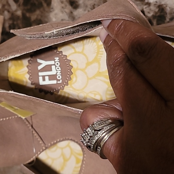 Fly London Leather Rubber   Strap Wedge Shoes - Picture 2 of 9